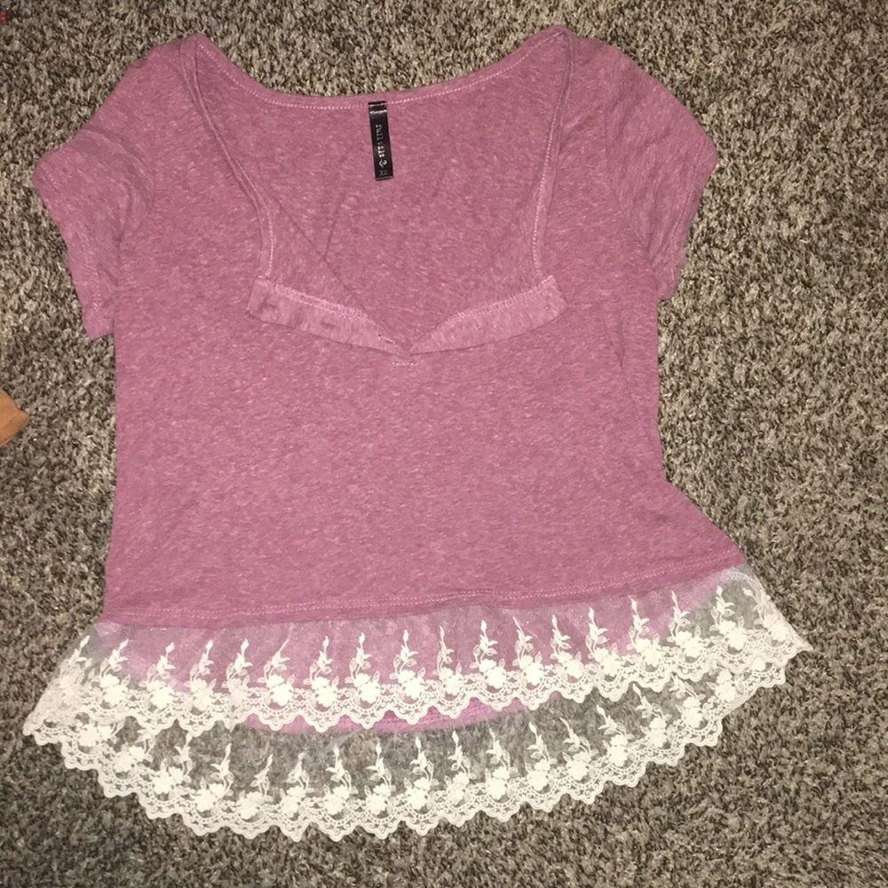 Red and white lace shirt